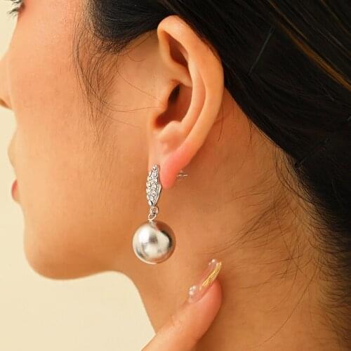 Hip Hop Punk Round Ball Frosted Earrings For Women Fashion 925 Silver Needle Ear Studs Jewelry Accessories Ins Popular Gift