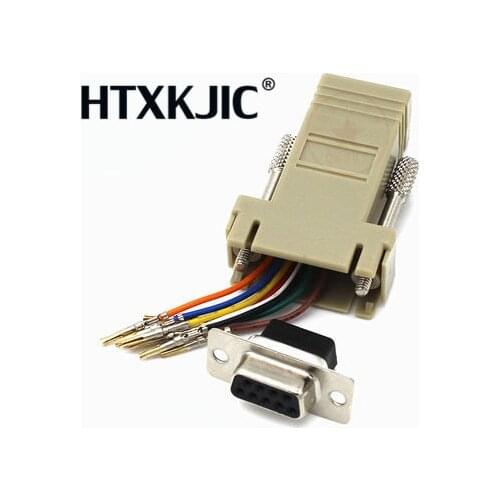 High Quality DB9 Female to RJ45 Female DB9 to RJ45 Adapter Connector rs232 modular cab-9as-fdte to rj45 db9 for Computer AQJG
