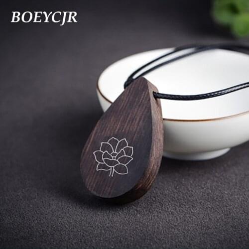 BOEYCJR Yoga Jewelry Meditation Wood Necklace Chain Handmade Jewelry Ethnic Pendant Necklace for Men and Women Gift