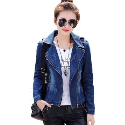 Women Denim Jackets 2018 Spring Autumn Arrival Fashion Ladies Zipper Jeans Parkas Denim Coat Casual Girl Lovely jean Tops QH1165