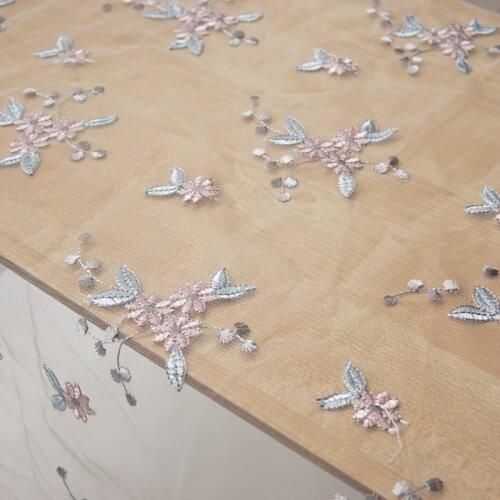 1meter 130cm Small flower embroidery mesh fabric diy fashion childrens wear womens dress cheongsam fabric