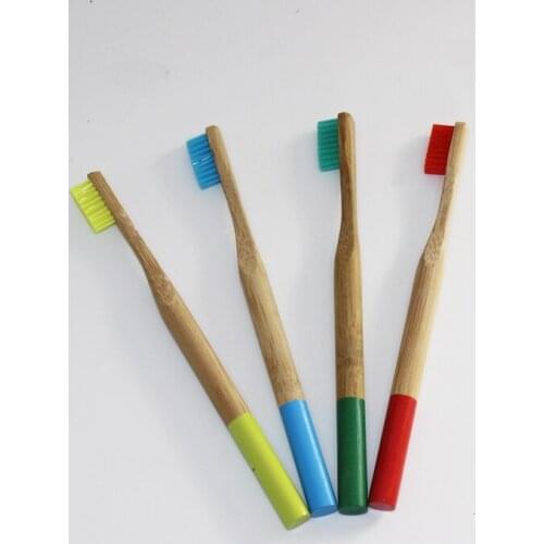 1PCS FDA Certification 4 Colors Round Handle Adult Natural Bamboo Eco Friendly Travel Toothbrush Tooth Teeth Brush
