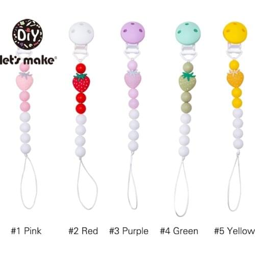 Lets Make 1pc Strawberry Pacifier Clips Baby Silicone Pacifier Holder Kids Toy Pacifier Chain Baby Teether RIngs For Infant