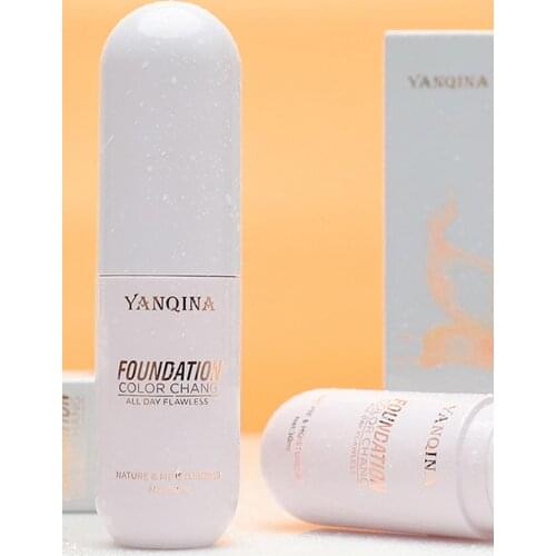 1Pcs Temperature Change Base Foundation Cream Hydrating Waterproof Full Coverage Change Skin Tone Cosmetics