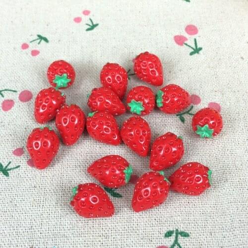 10Pieces Flat Back Resin Cabochon Miniature Strawberry Kawaii DIY Flat Back Embellishment Accessories Scrapbooking Craft:10*15mm