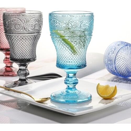 2Pcs Colorful Vintage Goblet Champagne Wedding Party Wine Glasses Cup Cocktail Whiskey Cups Crystal Sculpture Juice Beer Glass