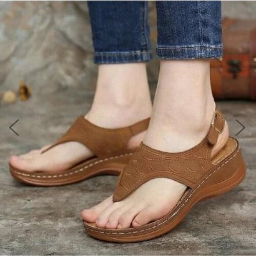 2021 Summer Ladies Sandals Fashion Clip Toe Womens Wedge Flip Flops Casual Outdoor Platform Buckle Non-Slip Beach Female Sandal