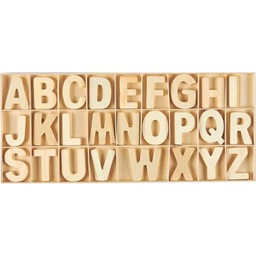 216Pcs Wooden Capital Letters and Numbers Set with Storage Tray Learning Toys