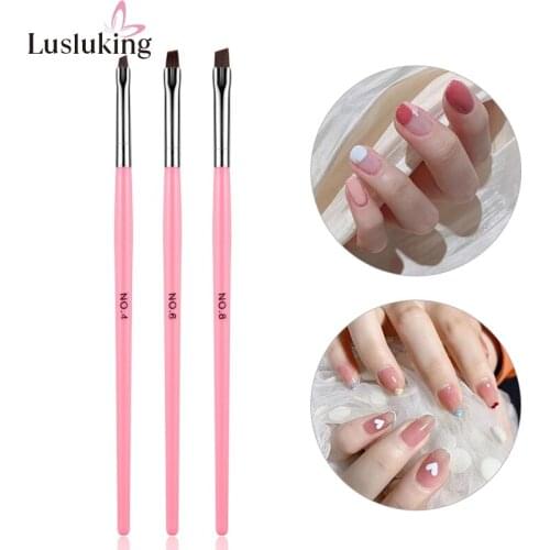 3Pcs Pink Row Dotting Dot Phototherapy Builder Painting Crystal Carving UV Gel Nail Art Polish Tips Pen Brush Manicure Tools Set
