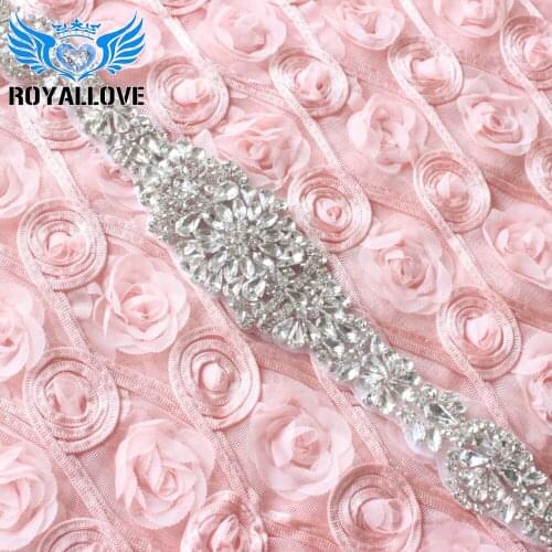 30 pieces Iron on silver base big clear rhinestone applique bridal dress belts patch wedding dress and garment DIY accesories