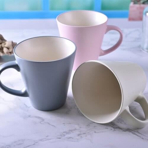 370ml Nordic Simple Matte Solid Powder Mug Coffee Cup Girl Heart Tea Cup Coloured Glaze Ceramic Milk Cup
