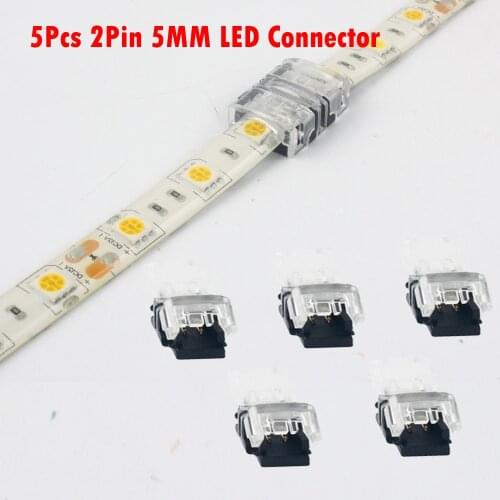 5pcs 2pin 5mm LED Strip Connector Clip Connector for Single Color LED Strip Light Connection Terminal