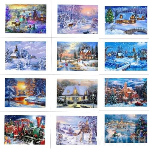 5D Full Diy Round/Square Diamond Painting Mosaic Handmade Winter Scenery Cross Stitch Diamond Diamond Embroidery Christmas