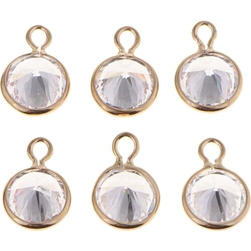 6x Copper Pendant Charm Jewelry Making Findings Crystal Rhinestone DIY Craft