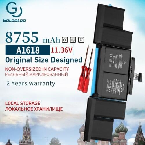 Golooloo 11.36V 8755mAh A1618 Laptop Battery for Apple MacBook Pro 15" Retina A1398 laptop 2015 version with tools