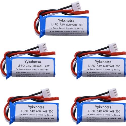5PCS 7.4V 600mAh Lipo Battery for WLtoys K969 K979 K989 K999 P929 P939 RC Car Parts 2s 7.4v Battery for WLtoys K969 accessory