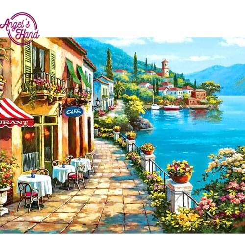 Diamond embroidery full drill Diamond mosaic nature Scenic seascape town 5d diy diamond painting Cross Stitch Rhinestone Pattern