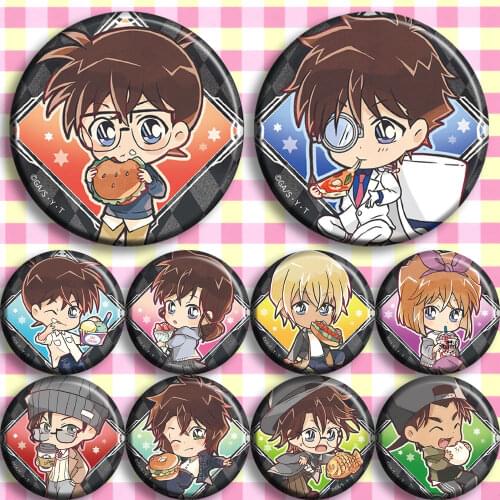 Brdwn Detective Conan Kid the Phantom Thief Edogawa Kudou Shinichi Mouri Kogorou Haibara Ai Cosplay Badge #R