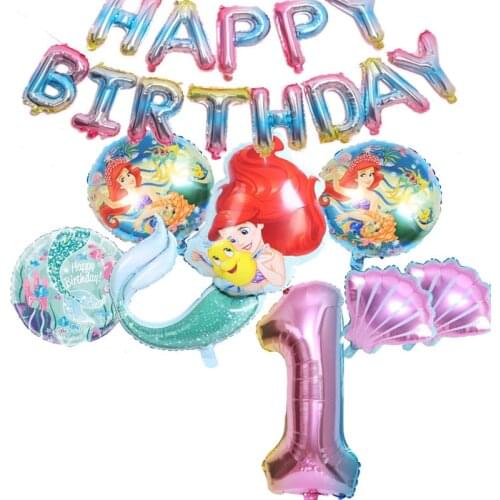 Mermaid Number Globos Digital Globos Party Birthday Decoration Balls Disney Princess Beauty Gender Reveal Supplies Girls Gifts