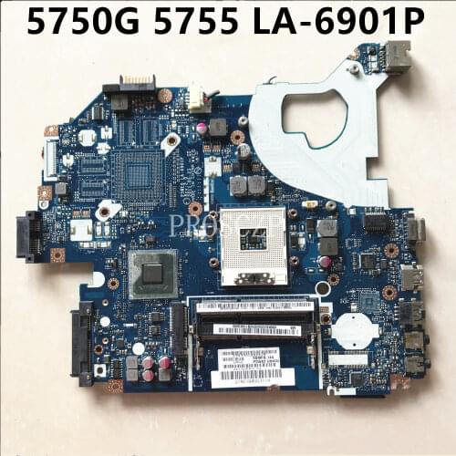 Free shipping For 5750 5750G 5755 5755G Laptop motherboard P5WE0 LA-6901P HM65 100% working well