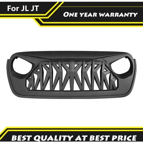 Matte Black Front Shark Grill Front Bumper Grille Cover For 2018-2021 Jeep Wrangler JL & Gladiator JT Accessories 4x4 Offroad