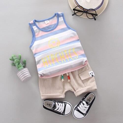 Summer Baby Boys Girls Clothes Children strips Letter O-Neck Vest Shorts 2Pcs/sets Infant Outfit Kid Fashion Toddler Tracksuits