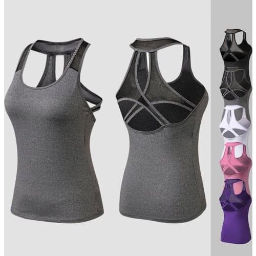 Summer Fitness Yoga Tops Women Sexy Gym Sportswear Vest Training Running T-Shirts Sleeveless Solid Quick Dry Clothes Female