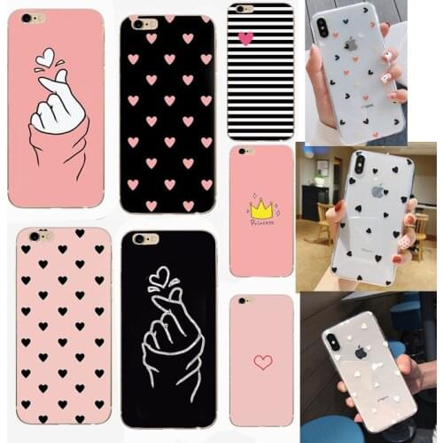 Cute Love Heart Pink Pig Print Back Cover For iPhone X 7 6 6S 8Plus 5 5S SE 2020 Phone Case Soft Cases Coque For iPhone 8 8 Plus