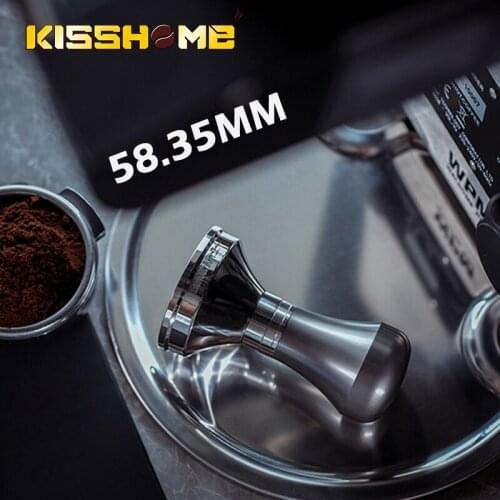 58.35mm Coffee Tamper Powder Hammer Espresso Distributor Stainless Steel Handle Flat Base Espresso Cafe Barista Tool Accessories
