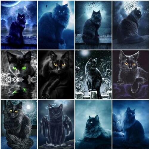 HUACAN Oil Painting By Numbers Cat Unique Gift DIY Frame HandPainted Wall Art Paint By Number Animal For Living Room