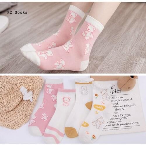 New Kawaii Cartoon Bear Bubble Sockings Cotton Harajuku Pink Fashion Happy Cute Japanese Funny Soft Casual Girls Women Socks