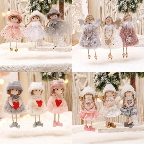 Lovely Christmas Angel Plush Doll Hanging Pendant Christmas Decoration for Home Christmas Tree Decorations Xmas New Year Gifts