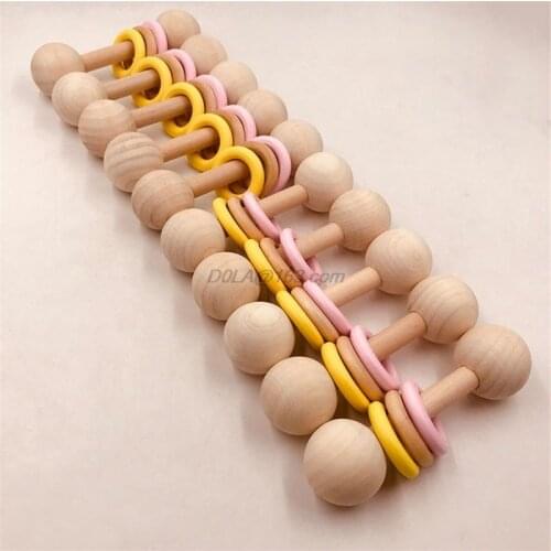 Organic Wood Montessori Styled Baby Rattle Perfect Grasping Teething Toy for Toddlers Natural Wood Safety Paint
