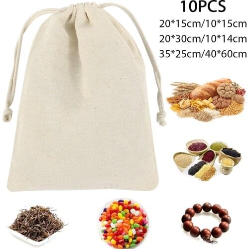 10PCS satin cord gift bags, used for herbal tea wedding party gift bags, reusable cotton bags