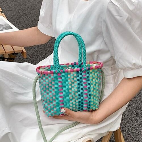 Casual Rattan Large Capacity Tote Wicker Woven Women Handbag Handmade Summer Beach Straw Bag Big Purse Lady Shopping Travel Bag
