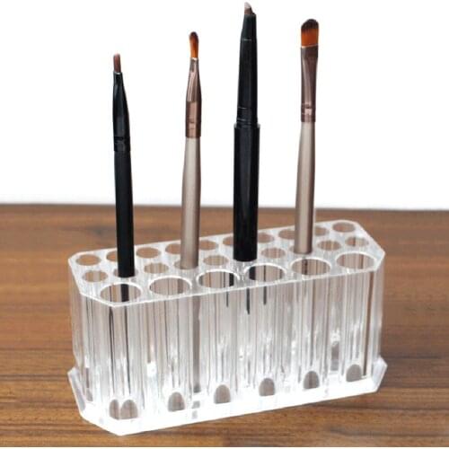 Clear 26 Slots Acrylic Eyeliner Lip Liner Pencil Holder Makeup Display Stand Organizer Makeup Brushes Shelf Cosmetic Storage Box