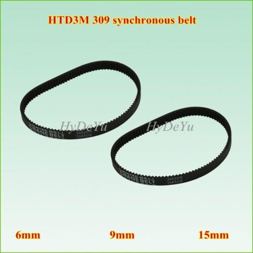 5pcs HTD 3M Timing belt 309 3M 9 Perimeter 309mm width 9mm Teeth 103 Rubber HTD3M synchronous belt 309-3M-9 closed-loop