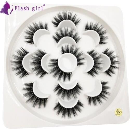 Flash Girl Factory Wholesale Price Individual Eyelashes Mink W Series 7 Pairs Makeup Natural Slender Eyelash