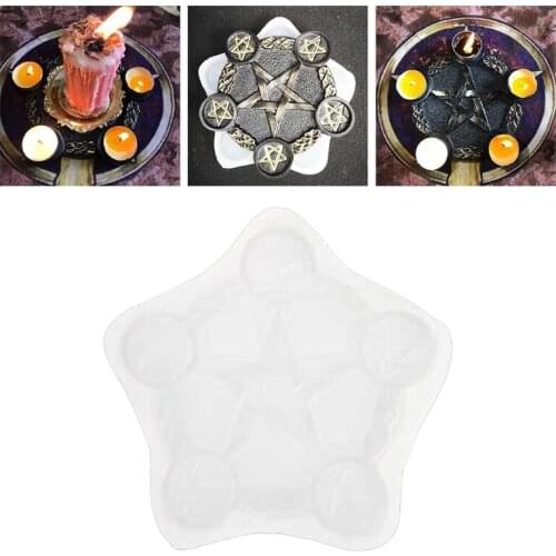 DIY Astrology Pentacle Altar Candle Holder Resin Mold Candlestick Silicone Mould