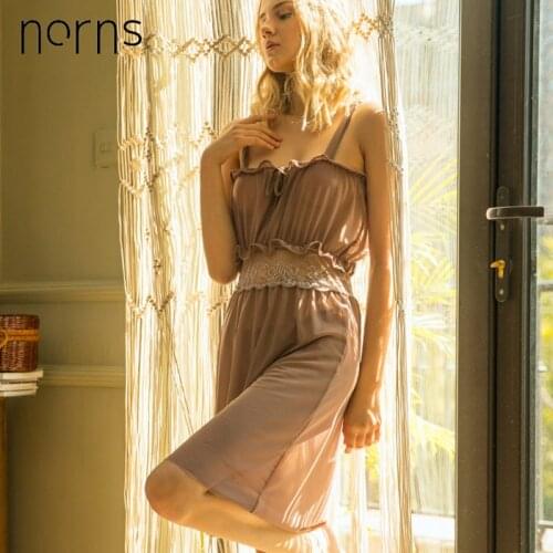 Sexy Lingerie Women Silk Lace Casual Loose Solid Sleeveless Dress Fashion Pyjama for Womens Summer Clothes