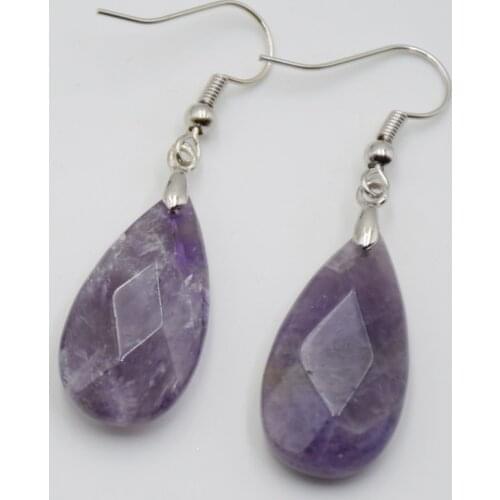 Natural Stone Water Drop Earrings Multi-faceted Beads Pendants Earring Opal Crystal Quartzs Healing Stones Ear Jewelry for Women