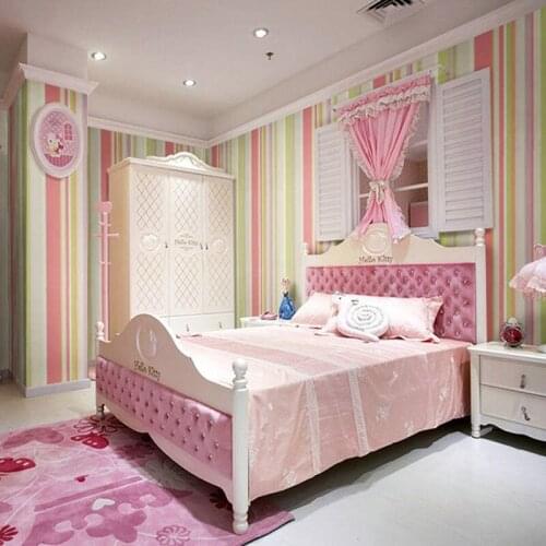 Vertical Stripes Wallpapers For Children Bedroom Wall Paper Kids Colorful Striped Kids Wallpapers Pvc Papel De Parede Infantil