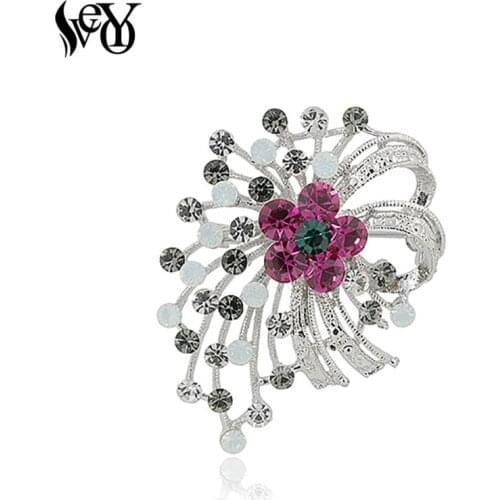 VEYO Trendy Bridal Bouquet Flower Brooch Rhinestone High Quality Large Brooches Pins for Woman Costume Jewelry Wedding Jewelry