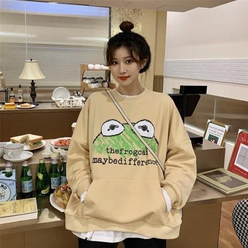 Autumn loose cartoon graffiti print round neck pullover sweatshirt female student long-sleeved shirt college style