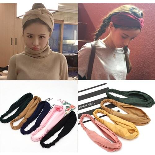 Women Summer Autumn Suede Headband Vintage Cross Knot Elastic Hair Bands Soft Solid Girls Korean Hairband Hair Accessories New
