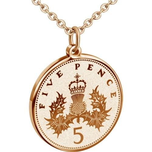 Vintage Five Pence Coin Chain Choker Necklace For Women Gold Silver Color Fashion Portrait Chunky Sweater Coat Chain Necklaces