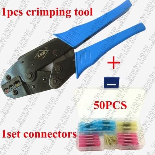 1PCS hand terminal crimping tool with 50pcs Heat Shrink Butt Wire Crimp Terminal Connector