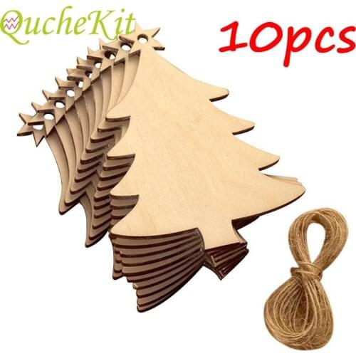 10pcs Wooden Hanging Plaque Christmas Tree Pendants Christmas Tree Decorations 2019 New Years Christmas DIY Wooden Crafts