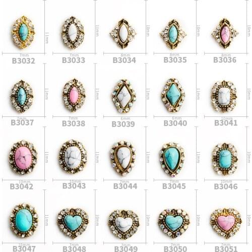 100pcs of 20 nail art decoration Marbling turquoise nail accessory retro Horse-Eye nail art charms nail rhinestone,B3023-3054