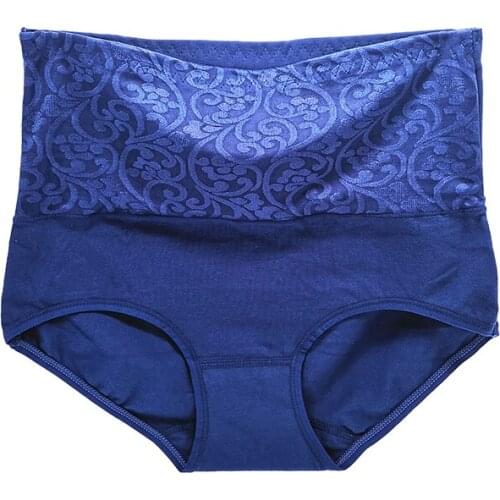 181 Women Printing Underwear Plus Size Intimates Female Cotton Jacquard Knickers High Waist Panties Culotte Femme